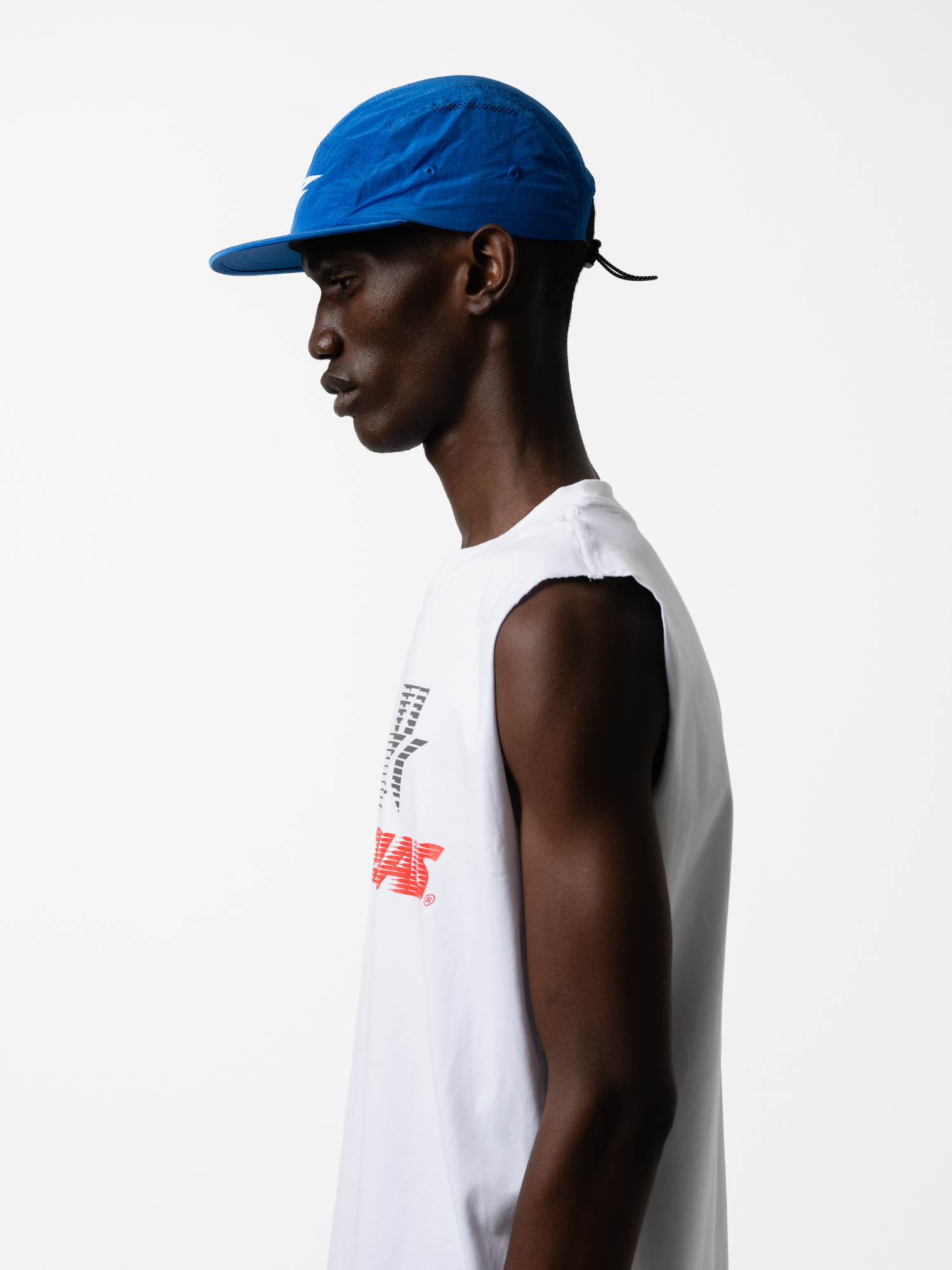 Grid Nylon Running Cap Blue